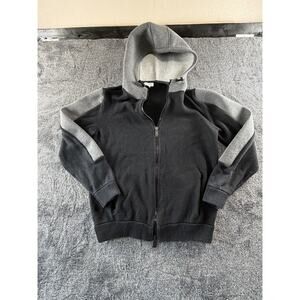 Calvin Klein Full Zip Hoodie Black Gray Colorblock Mens Large Sweatshirt